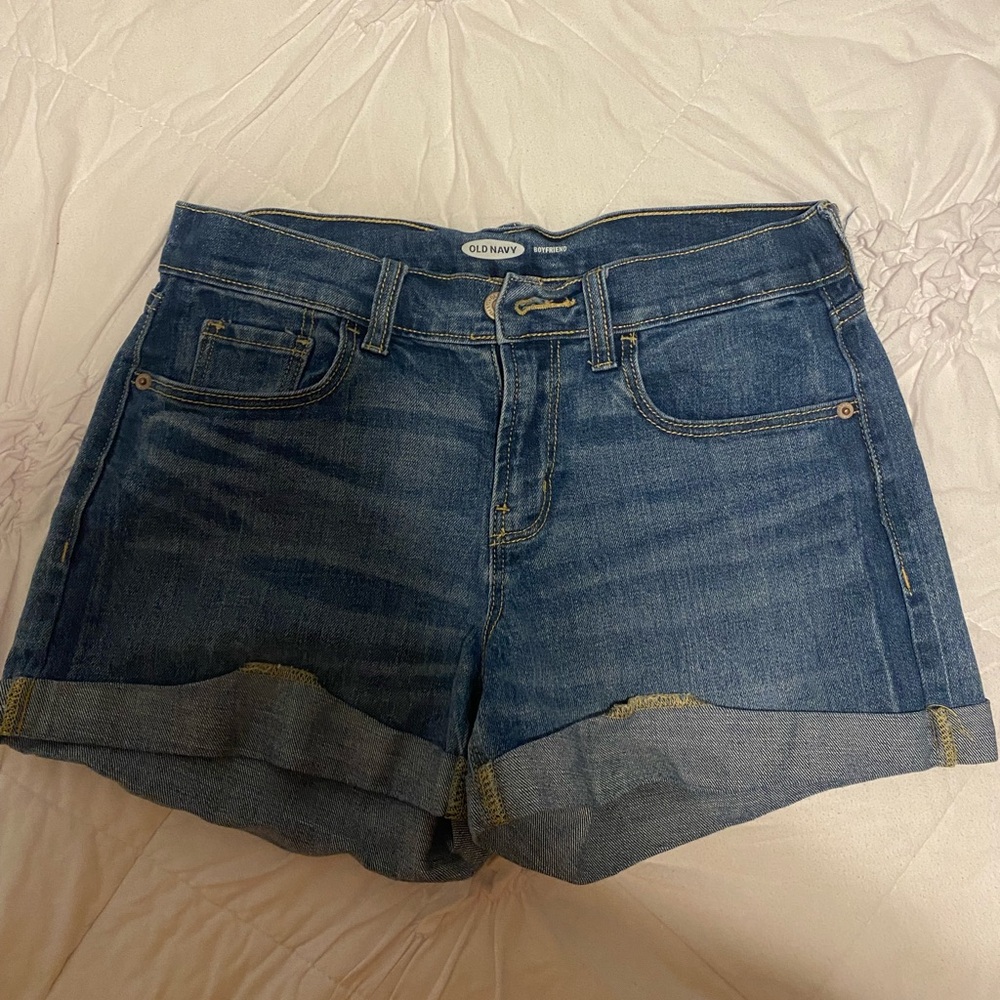 Old Navy Blue Jean Shorts with Rolled Hems and Distressed Details